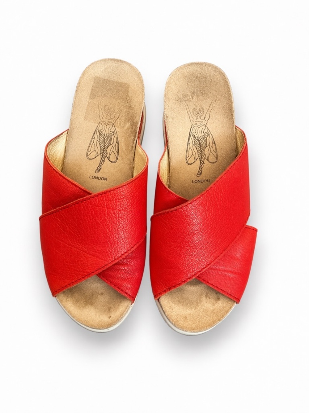 Fly London Red Leather Slide Sandals – Size 37 – Comfort Style